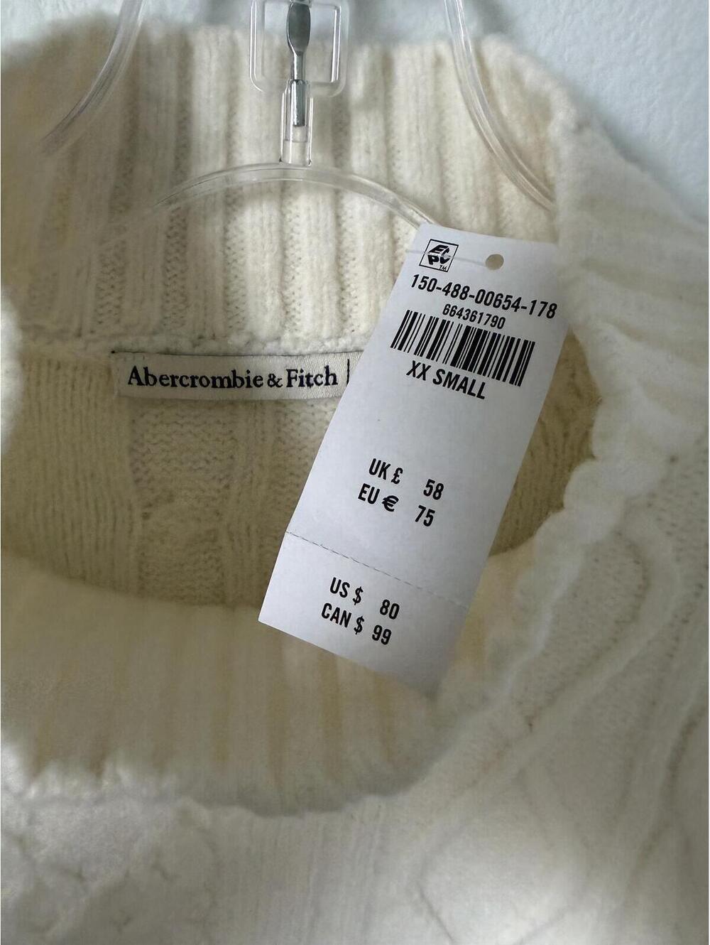 Abercrombie & Fitch NWT Long Sleeve Mock Neck Cable Knit Crop Sweater Size XXS - Picture 6 of 8